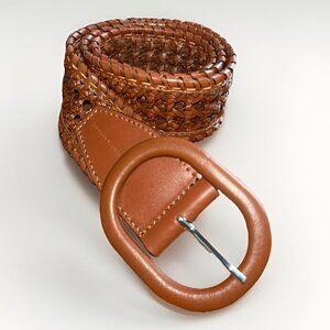 Rebecca Minkoff Braided Leather Belt & Buckle Women’s Size Small Brown Boho Chic